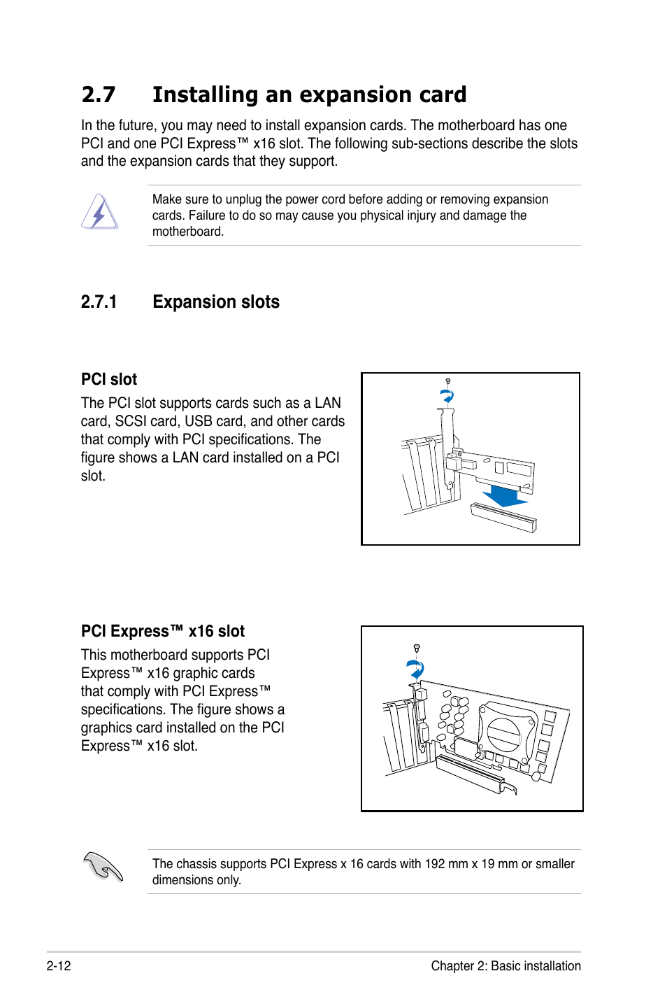 7 installing an expansion card, 1 expansion slots | Asus T3-P5945GCX2 User Manual | Page 28 / 80