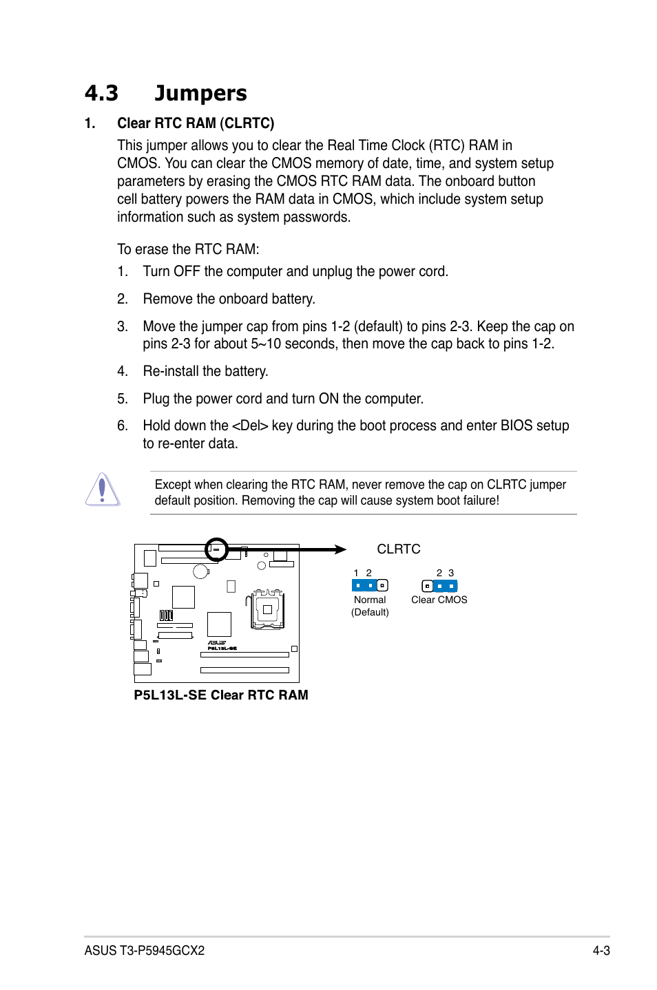 3 jumpers | Asus T3-P5945GCX2 User Manual | Page 43 / 80