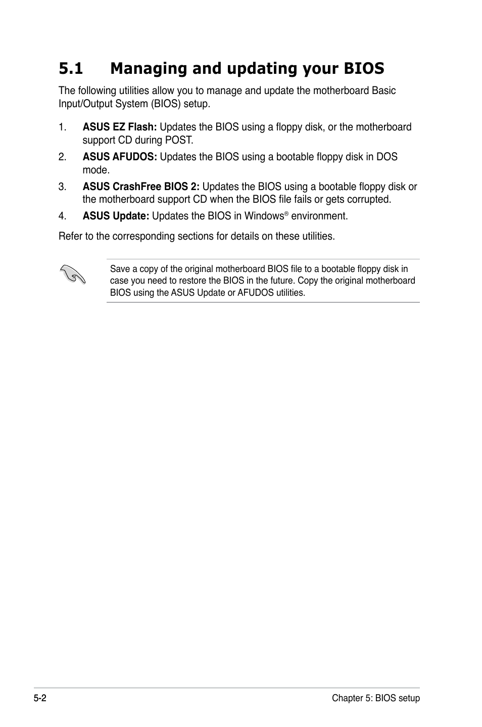 1 managing and updating your bios | Asus T3-P5945GCX2 User Manual | Page 50 / 80