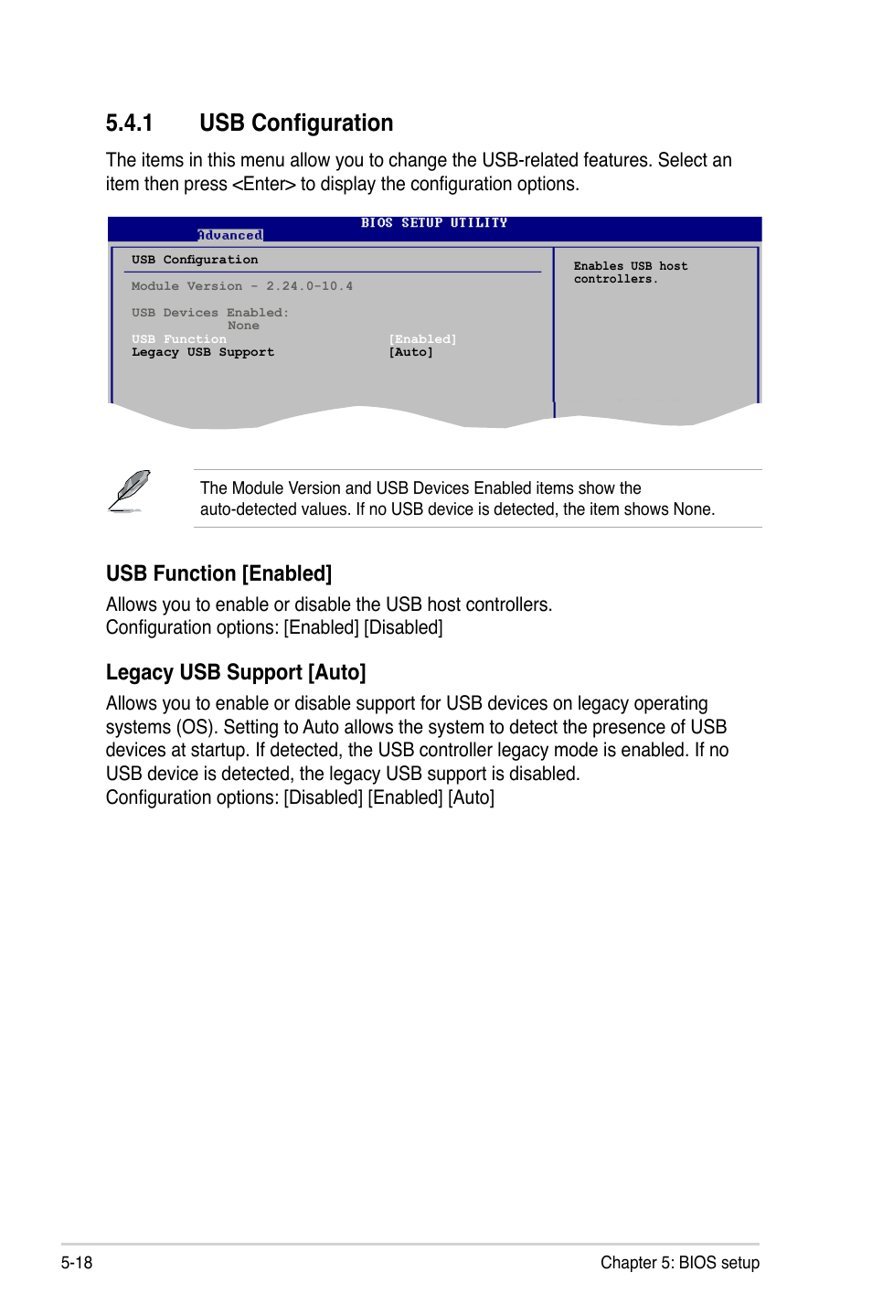 1 usb configuration, Usb function [enabled, Legacy usb support [auto | Asus T3-P5945GCX2 User Manual | Page 66 / 80