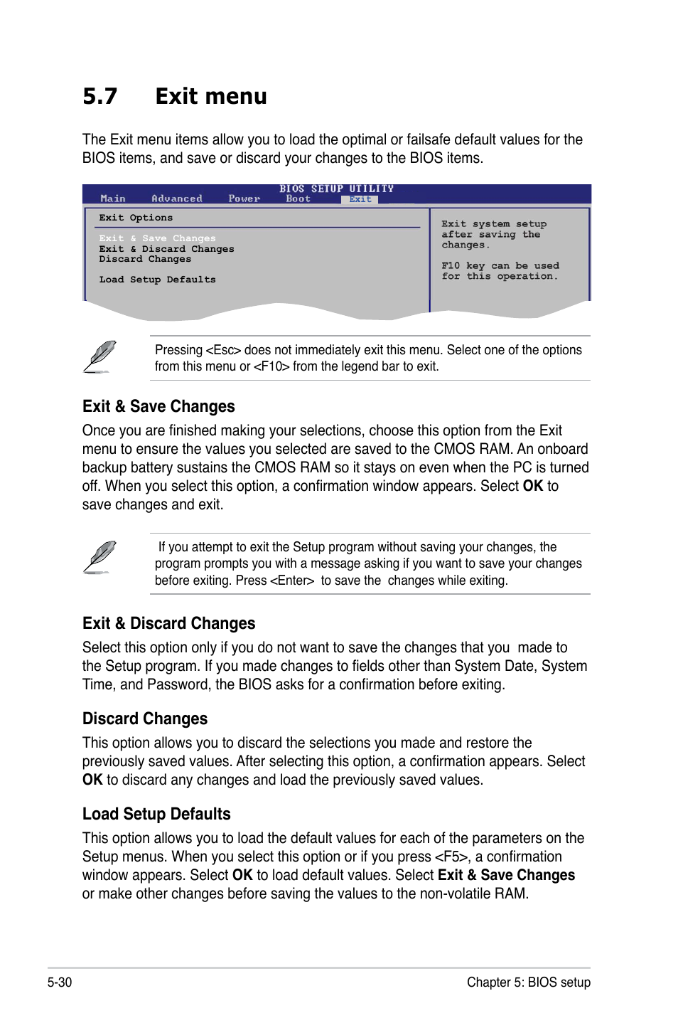 7 exit menu, Exit & discard changes, Discard changes | Load setup defaults, Exit & save changes | Asus T3-P5945GCX2 User Manual | Page 78 / 80