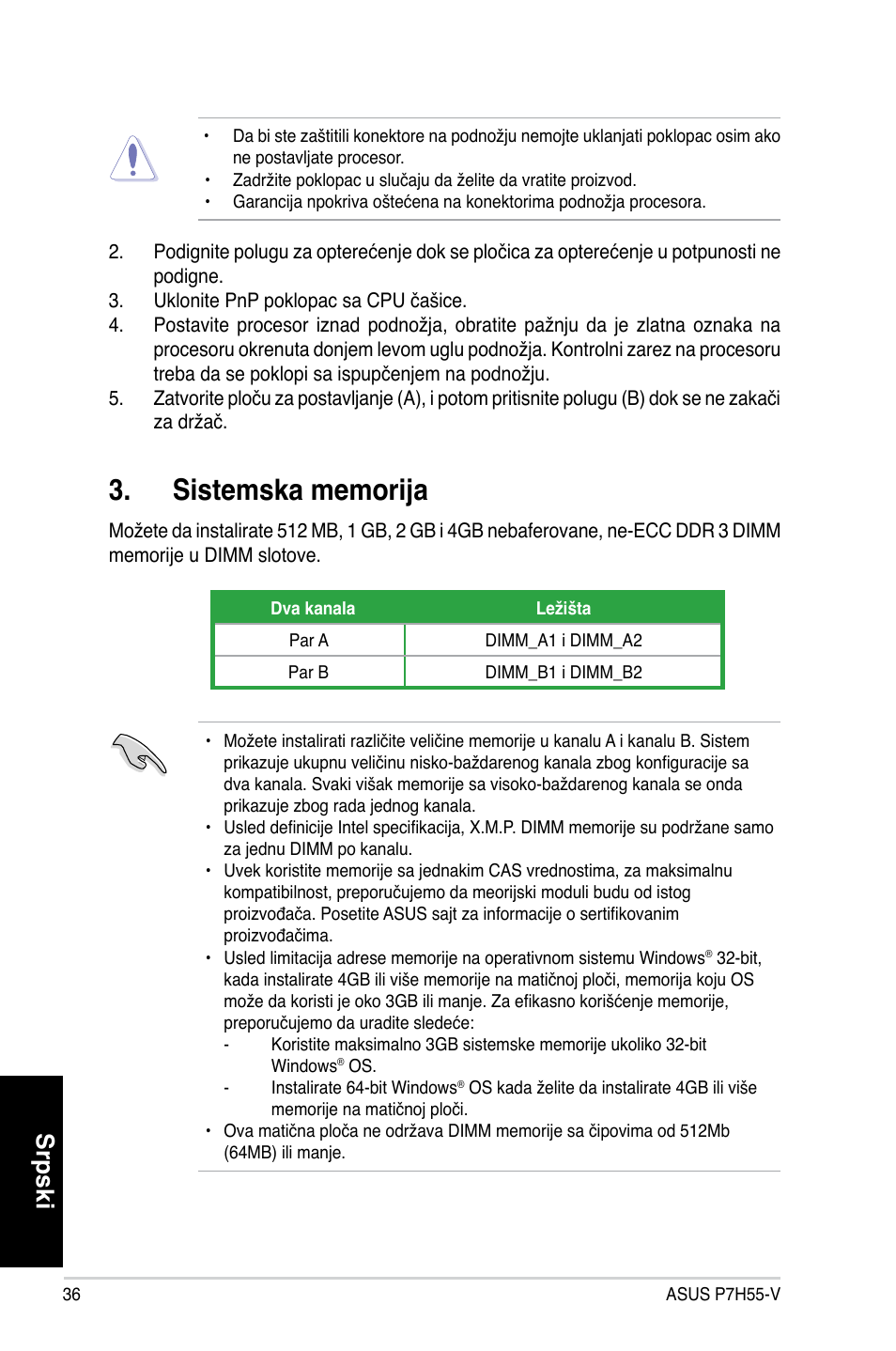 Srpski | Asus P7H55-V User Manual | Page 36 / 42