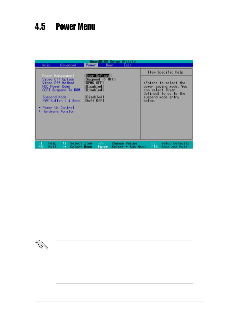 5 power menu | Asus P4B533-E User Manual | Page 101 / 148