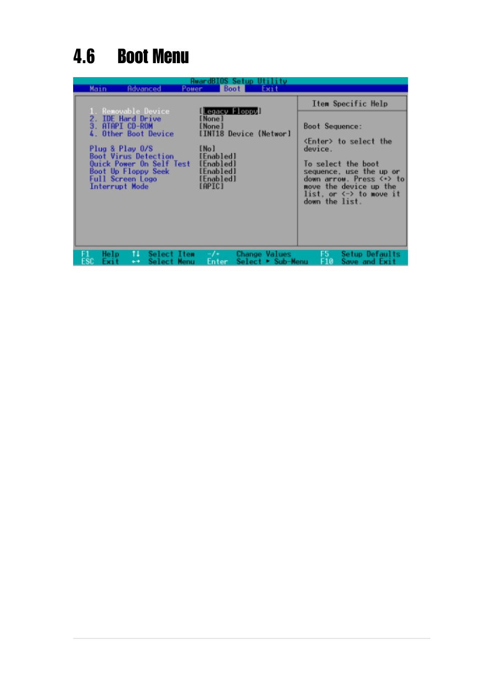 6 boot menu | Asus P4B533-E User Manual | Page 107 / 148