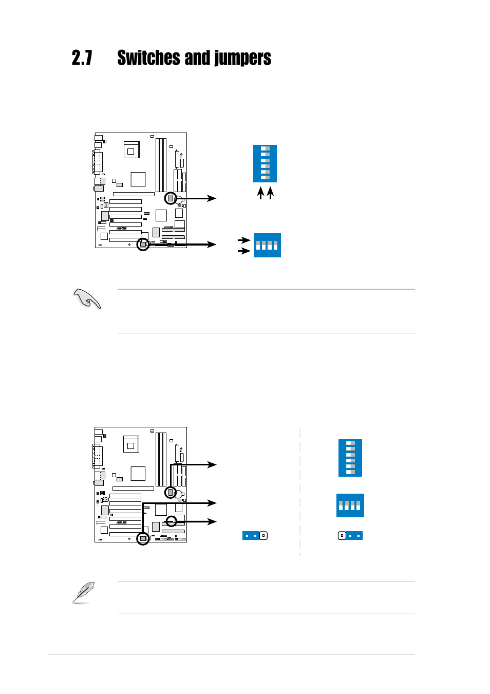 7 switches and jumpers, 16 chapter 2: hardware information | Asus P4B533-E User Manual | Page 44 / 148