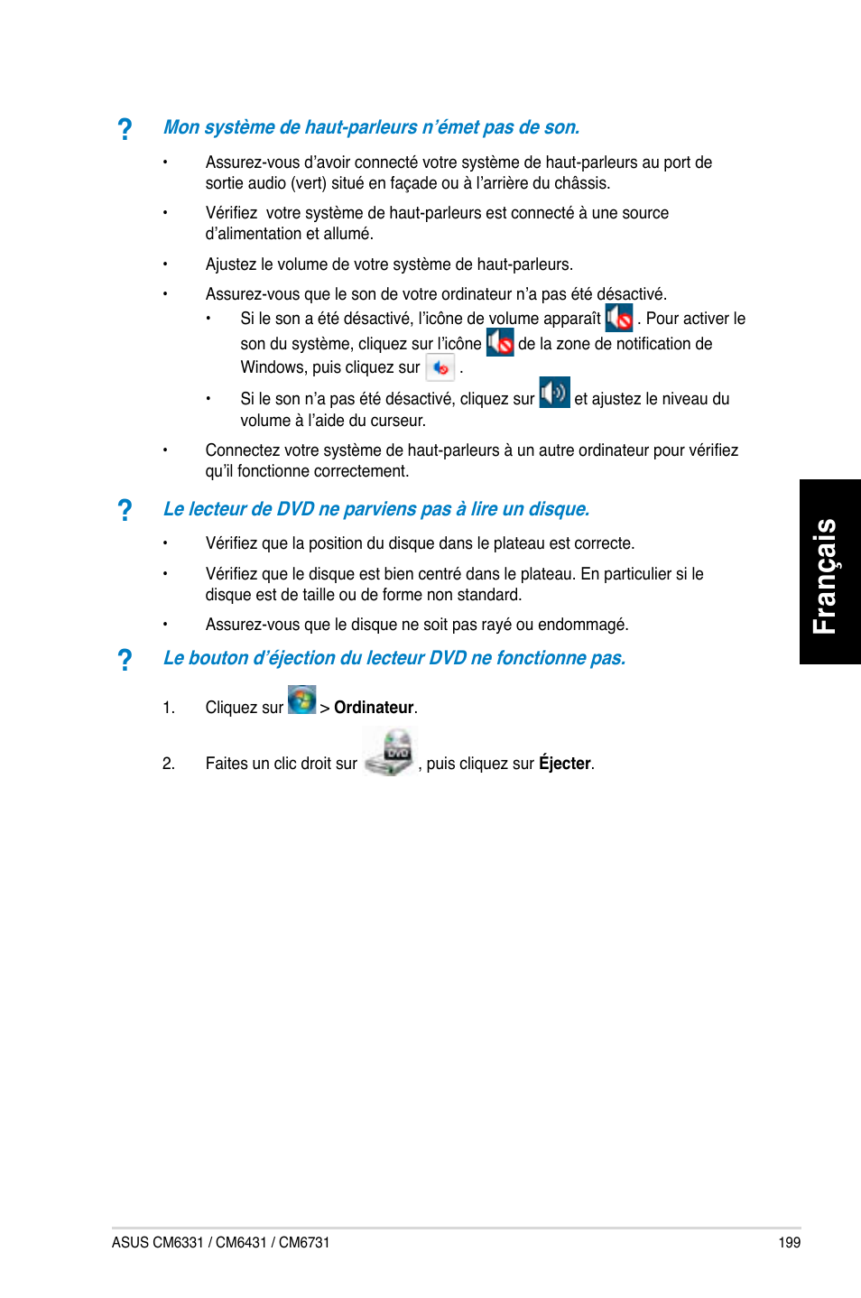 Fr an ça is fra nç ais | Asus CM6731 User Manual | Page 201 / 480