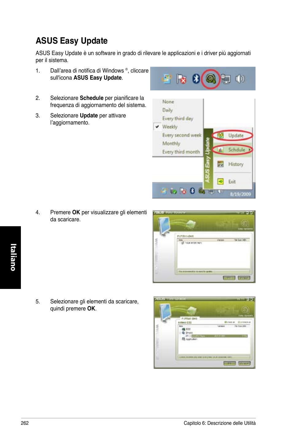 Asus easy update, Asus.easy.update, Italiano | Asus CM6731 User Manual | Page 264 / 480