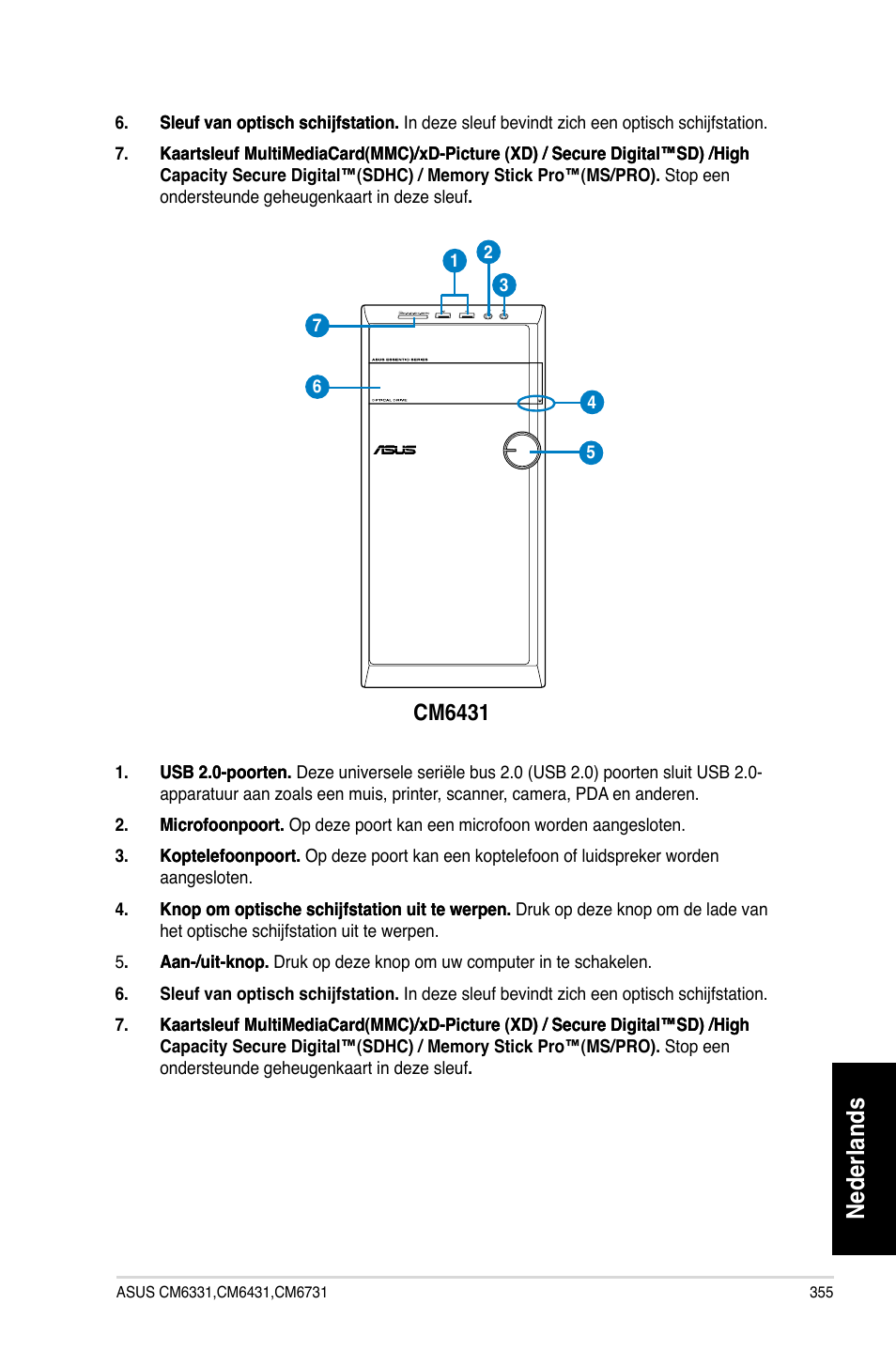 Nederlands, Cm6431 | Asus CM6731 User Manual | Page 357 / 480