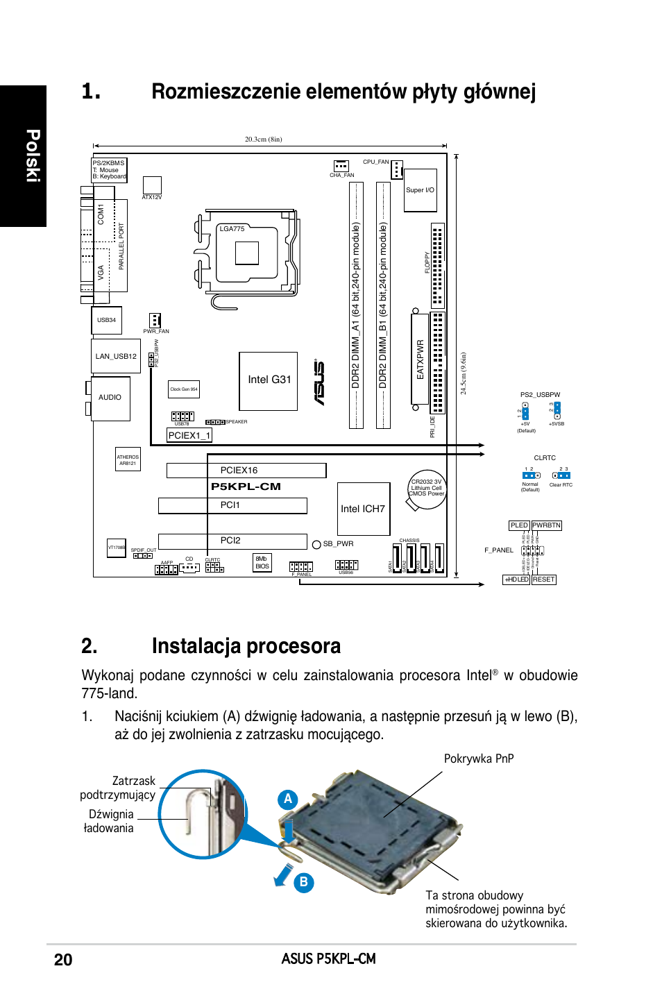 Polski, Asus p5kpl-cm, Intel g31 | Intel ich7 | Asus P5KPL-CM User Manual | Page 20 / 38