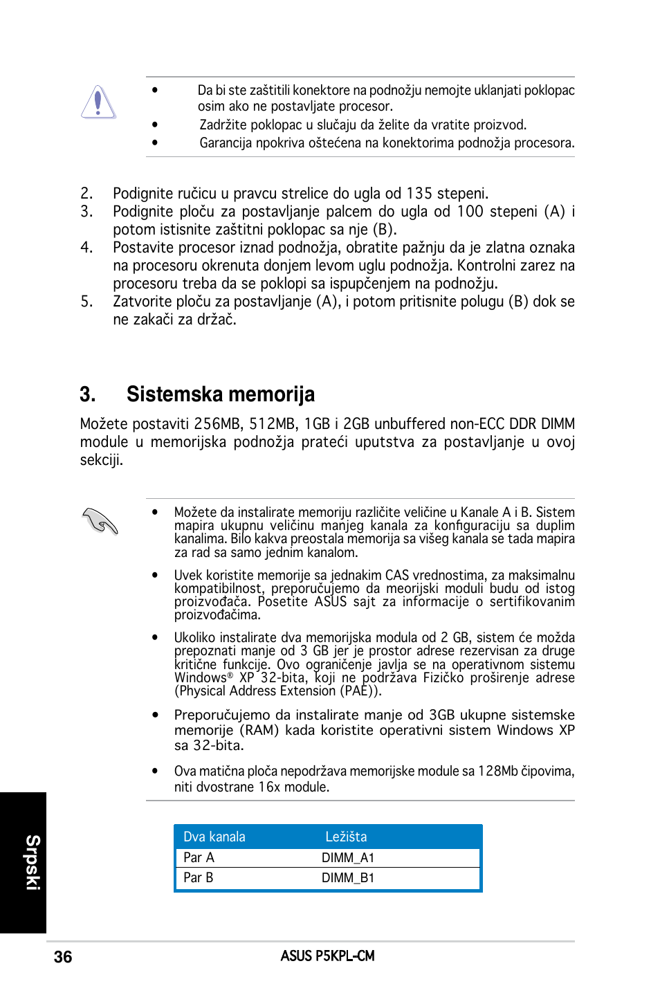 Srpski | Asus P5KPL-CM User Manual | Page 36 / 38