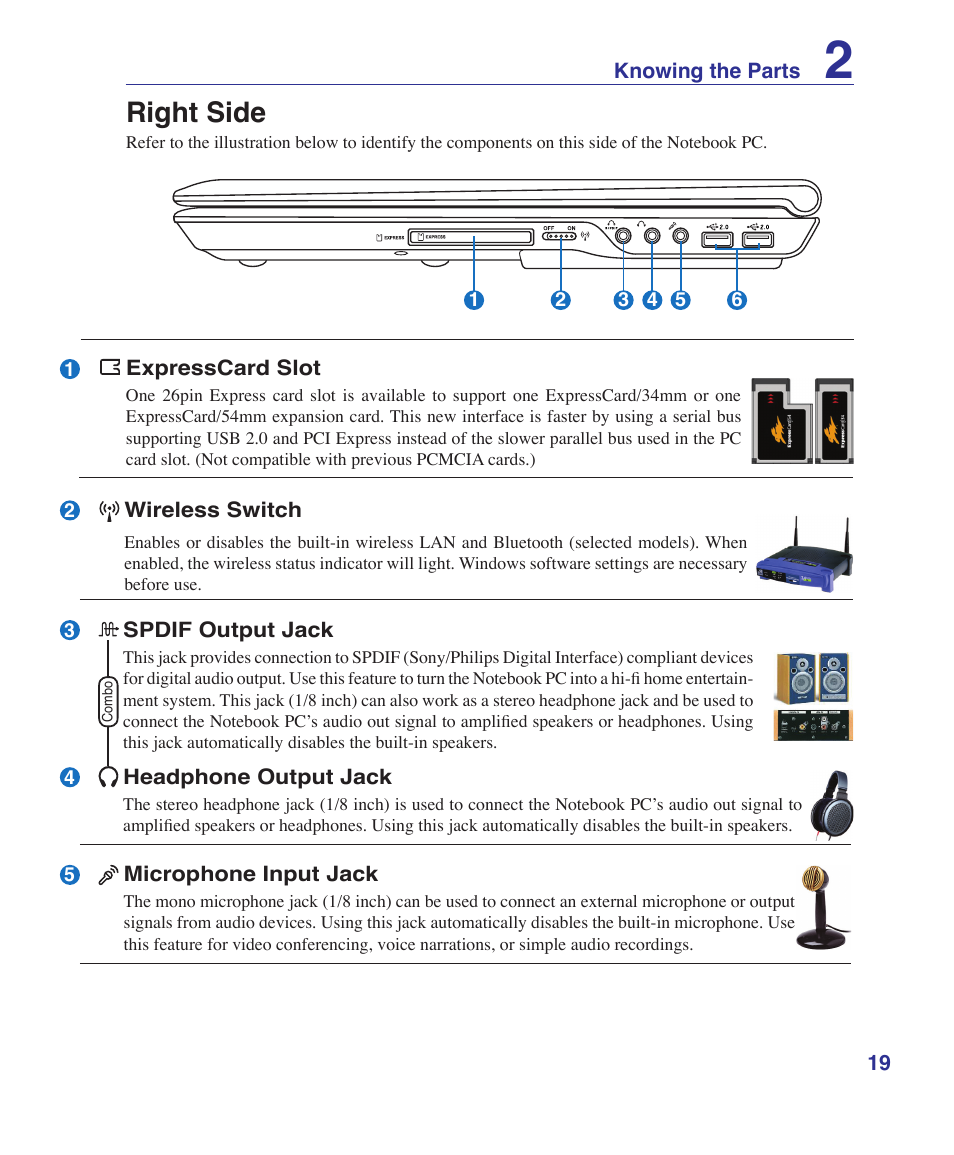 Right side | Asus X72VM User Manual | Page 19 / 91