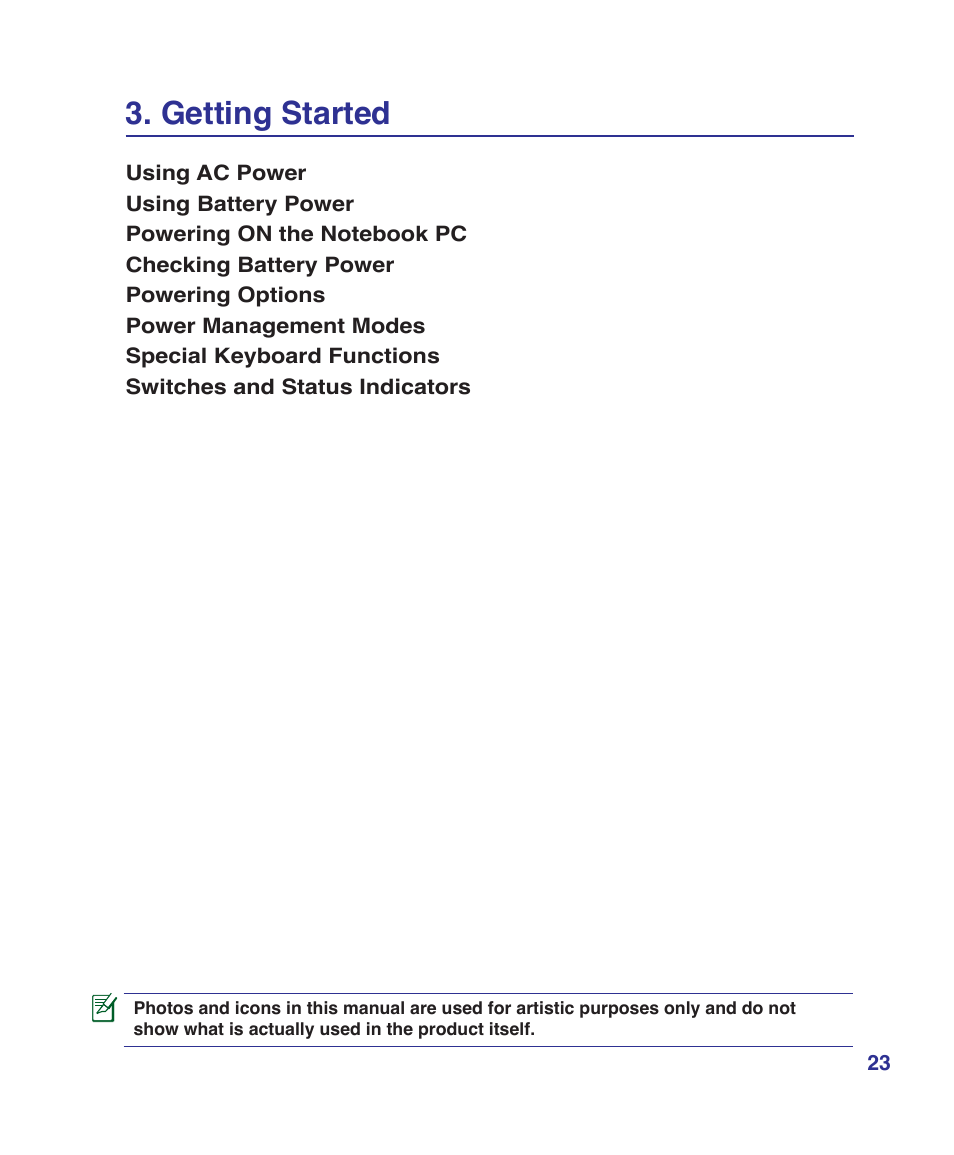 Getting started | Asus X72VM User Manual | Page 23 / 91