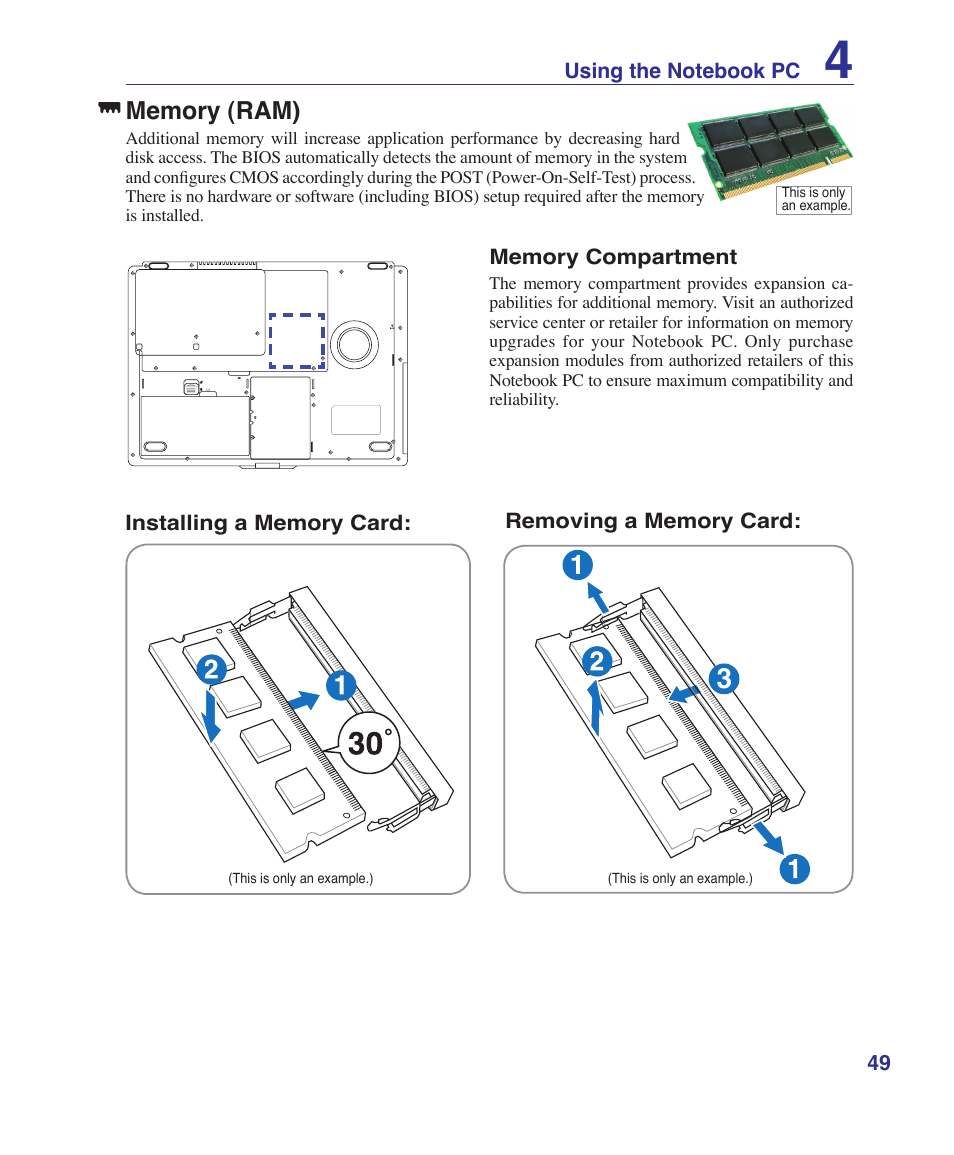 Memory (ram) | Asus X72VM User Manual | Page 49 / 91