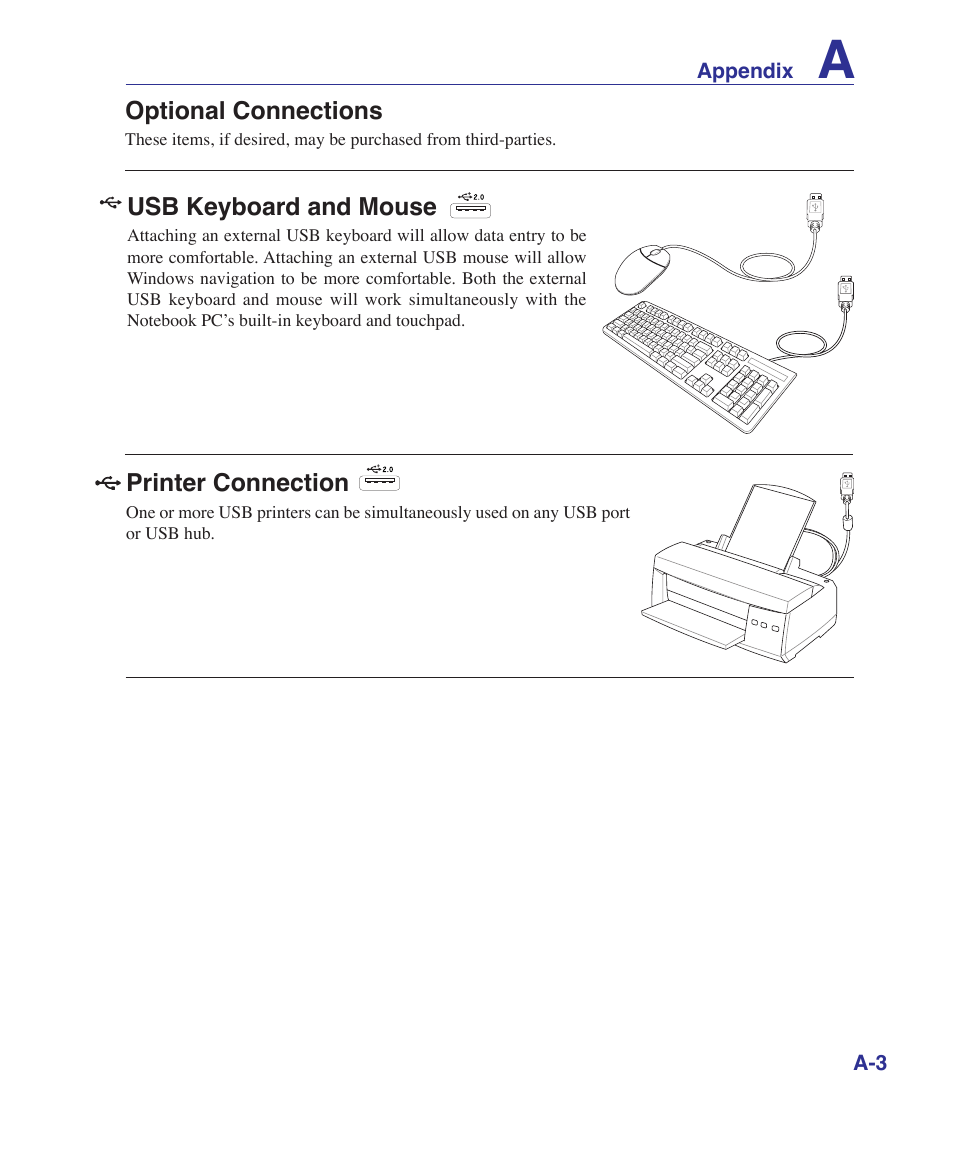 Optional connections, Connections | Asus X72VM User Manual | Page 61 / 91