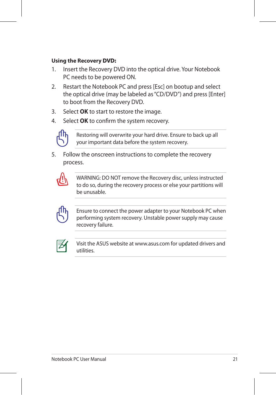 Asus B53J User Manual | Page 21 / 34