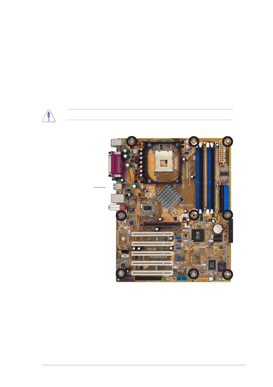 2 placement direction, 3 screw holes | Asus P4S800D User Manual | Page 17 / 84