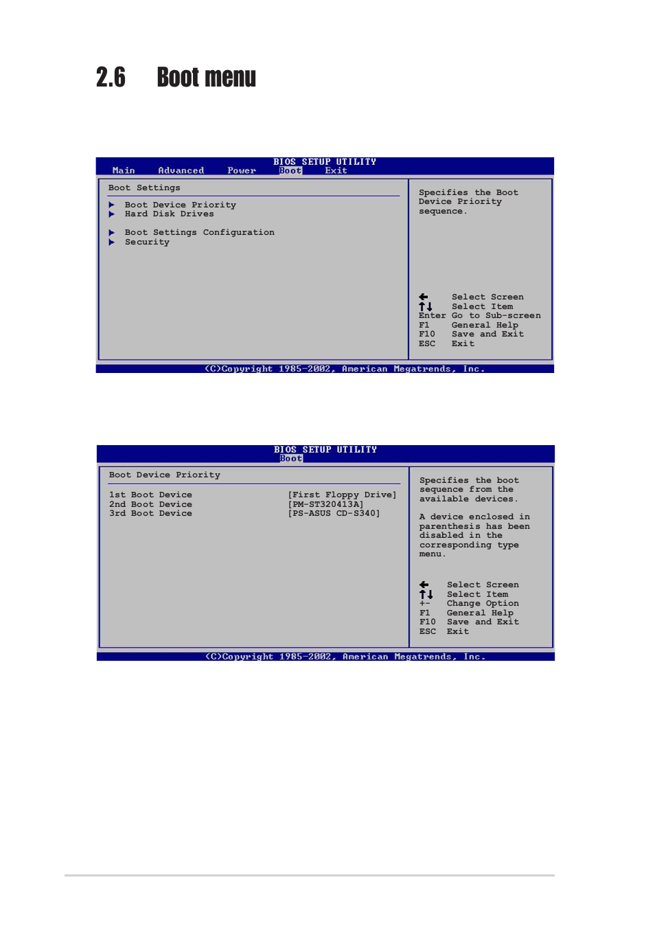 6 boot menu, 1 boot device priority, 1st ~ xxth boot device [1st floppy drive | Asus P4S800D User Manual | Page 64 / 84