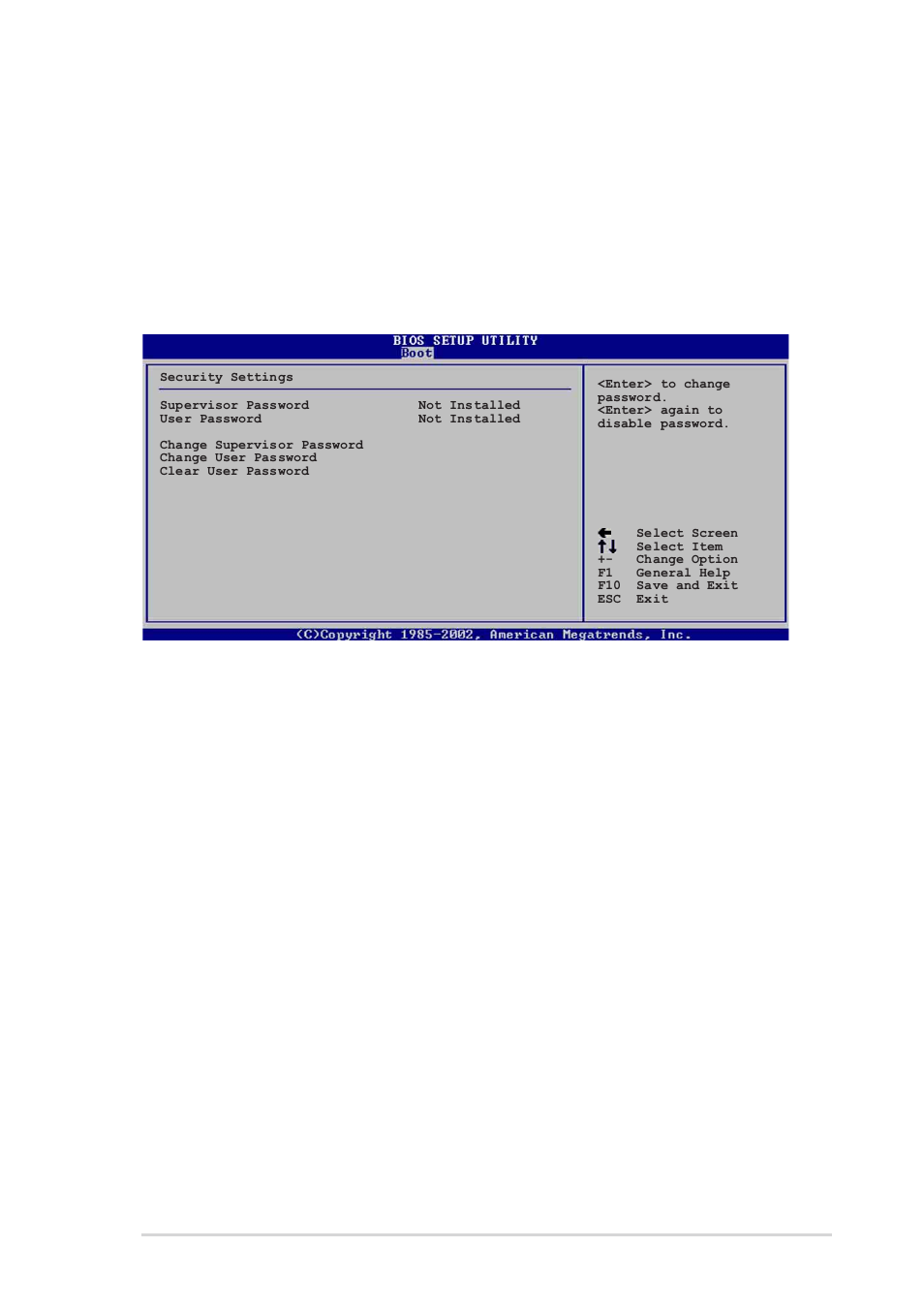 5 security, Change supervisor password, Interrupt 19 capture [disabled | Asus P4S800D User Manual | Page 67 / 84