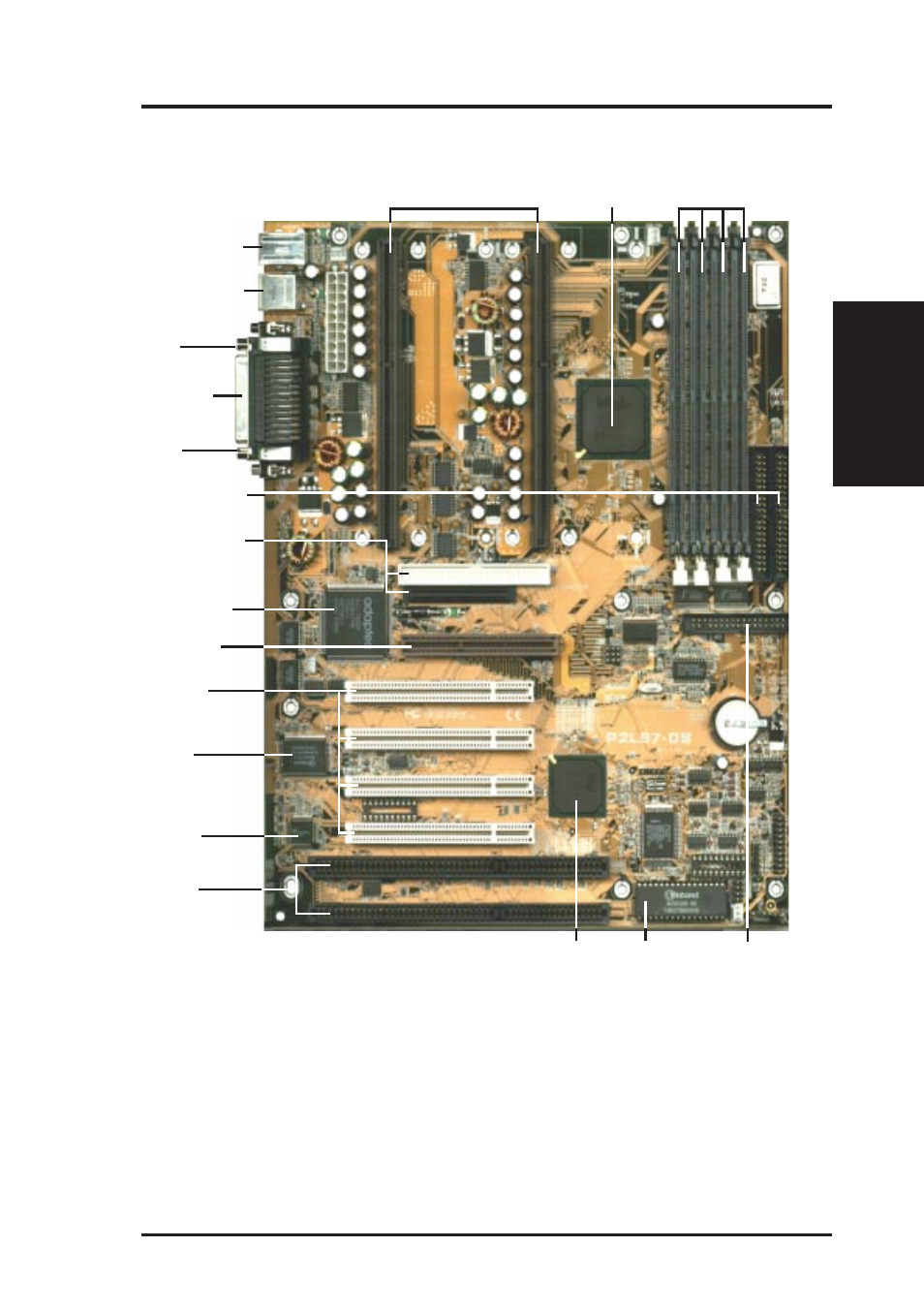 Ii. features, The asus p2l97-ds motherboard, Ii. fea tures motherboard parts | Asus P2L97-DS User Manual | Page 11 / 72