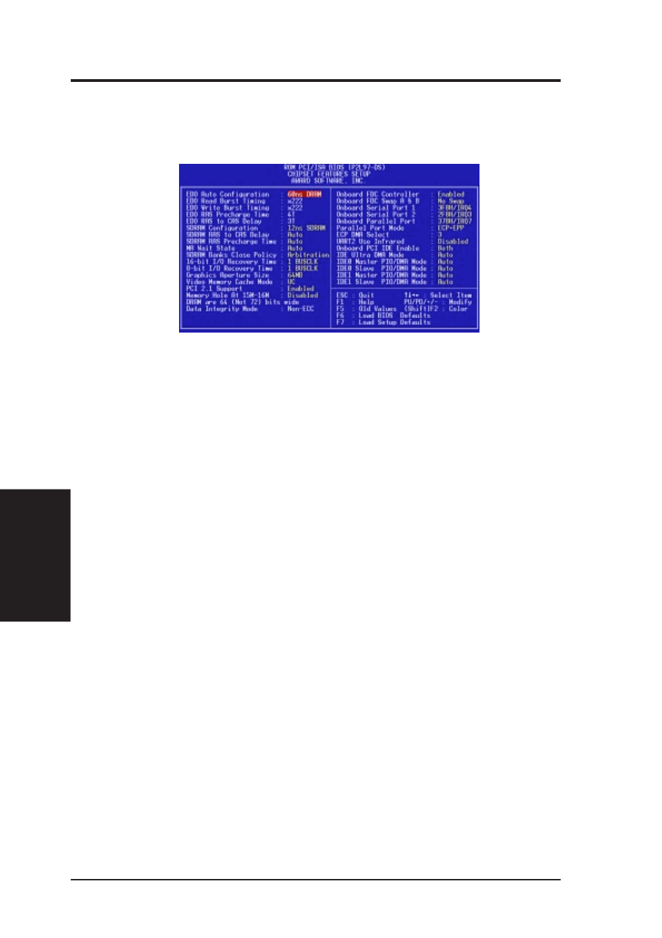 Iv. bios software, Chipset features setup | Asus P2L97-DS User Manual | Page 48 / 72