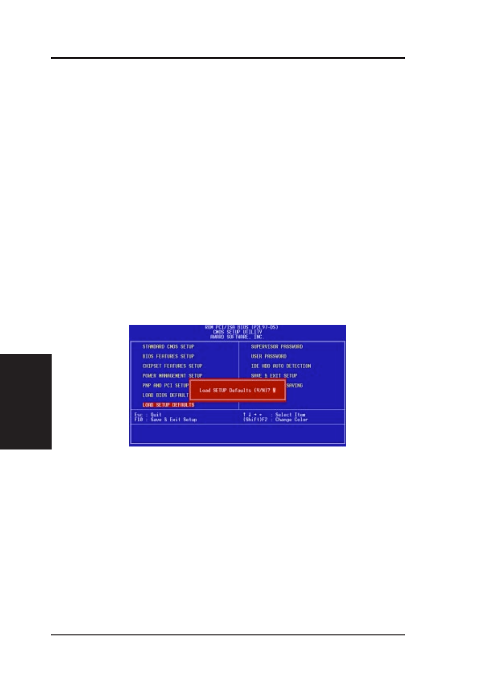 Iv. bios software, Load bios defaults, Load setup defaults | Asus P2L97-DS User Manual | Page 56 / 72