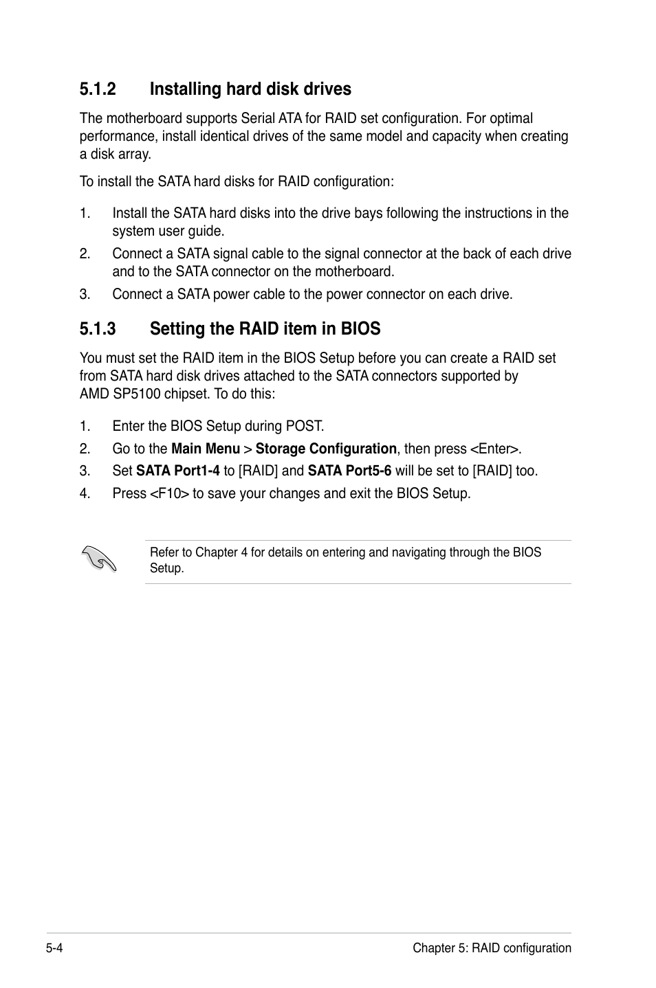 2 installing hard disk drives, 3 setting the raid item in bios, Installing hard disk drives -4 | Setting the raid item in bios -4 | Asus KGPE-D16 User Manual | Page 112 / 158