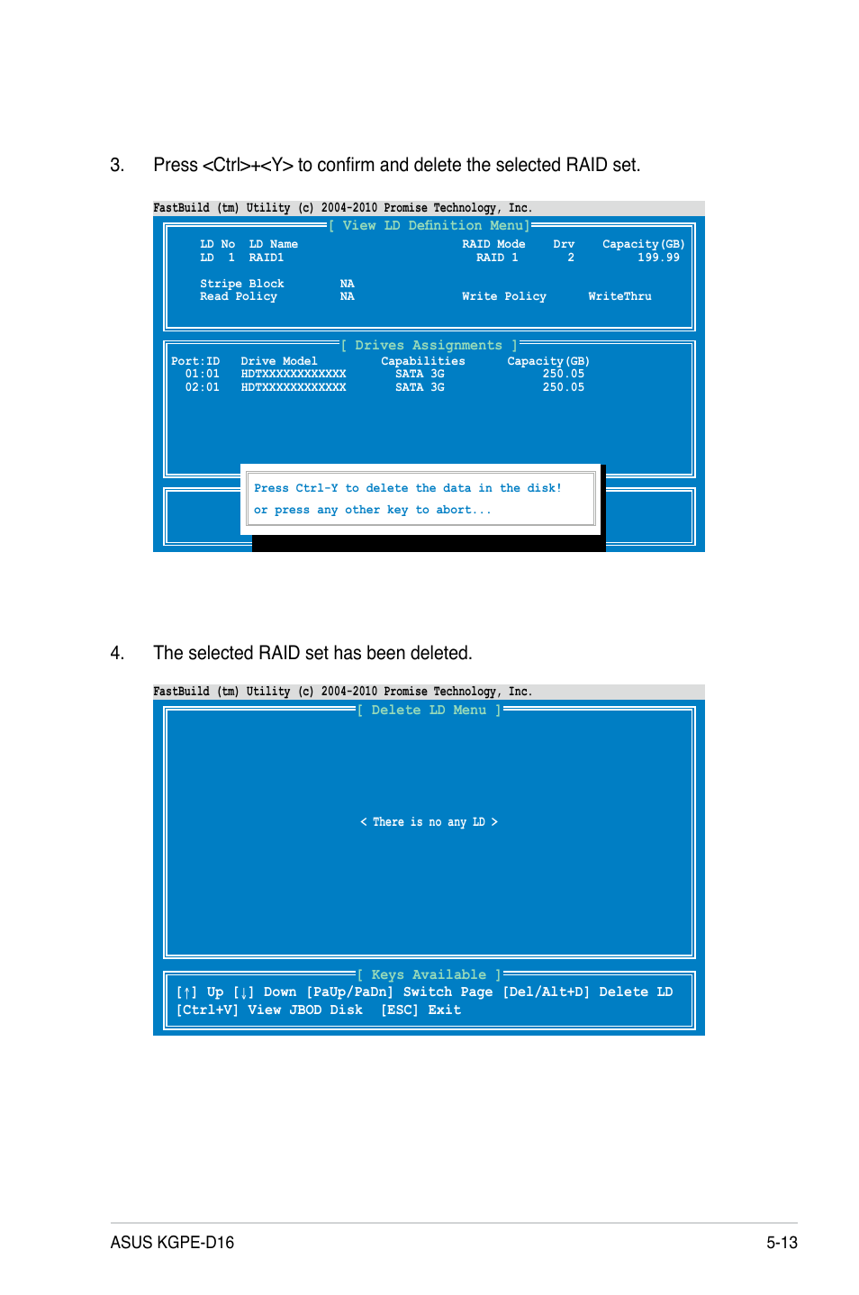 The selected raid set has been deleted | Asus KGPE-D16 User Manual | Page 121 / 158