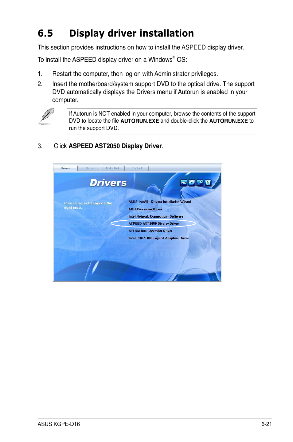 5 display driver installation, Display driver installation -21 | Asus KGPE-D16 User Manual | Page 145 / 158