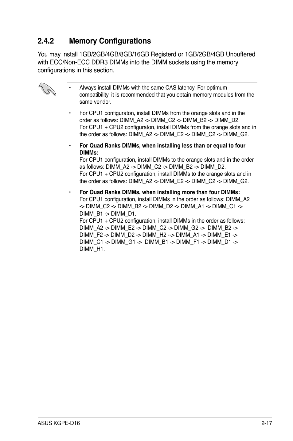 2 memory configurations, Memory configurations -17 | Asus KGPE-D16 User Manual | Page 37 / 158
