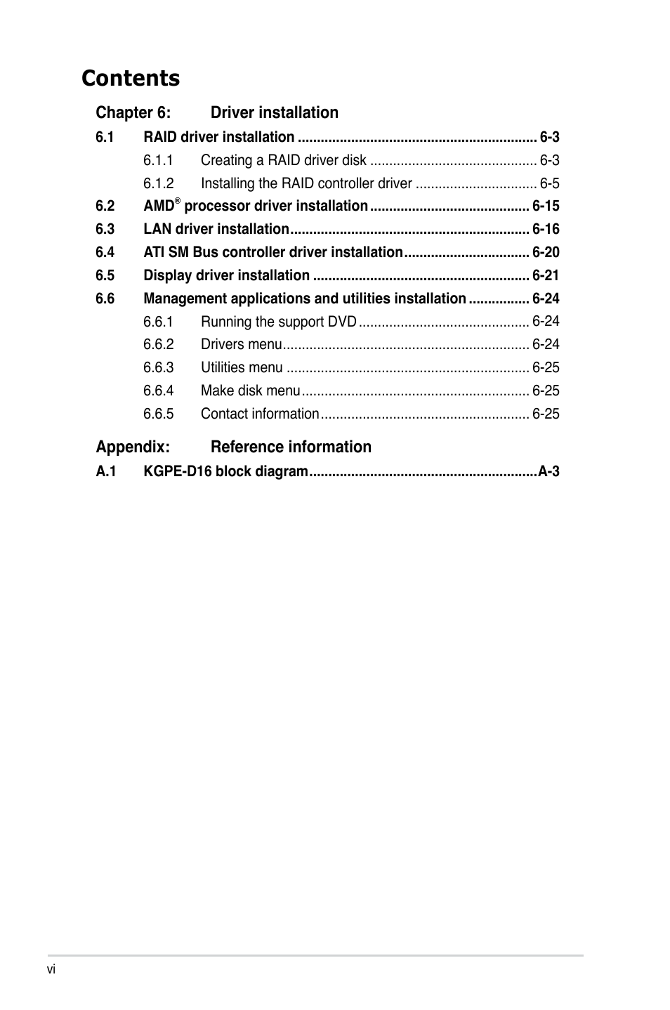 Asus KGPE-D16 User Manual | Page 6 / 158