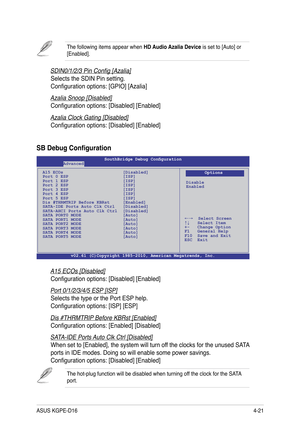 Sb debug configuration | Asus KGPE-D16 User Manual | Page 87 / 158