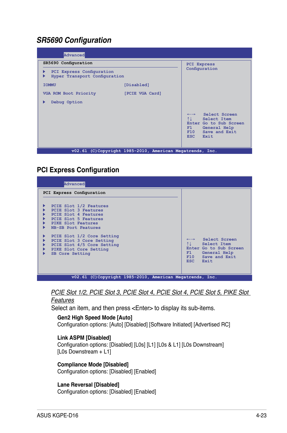 Sr5690 configuration, Pci express configuration | Asus KGPE-D16 User Manual | Page 89 / 158