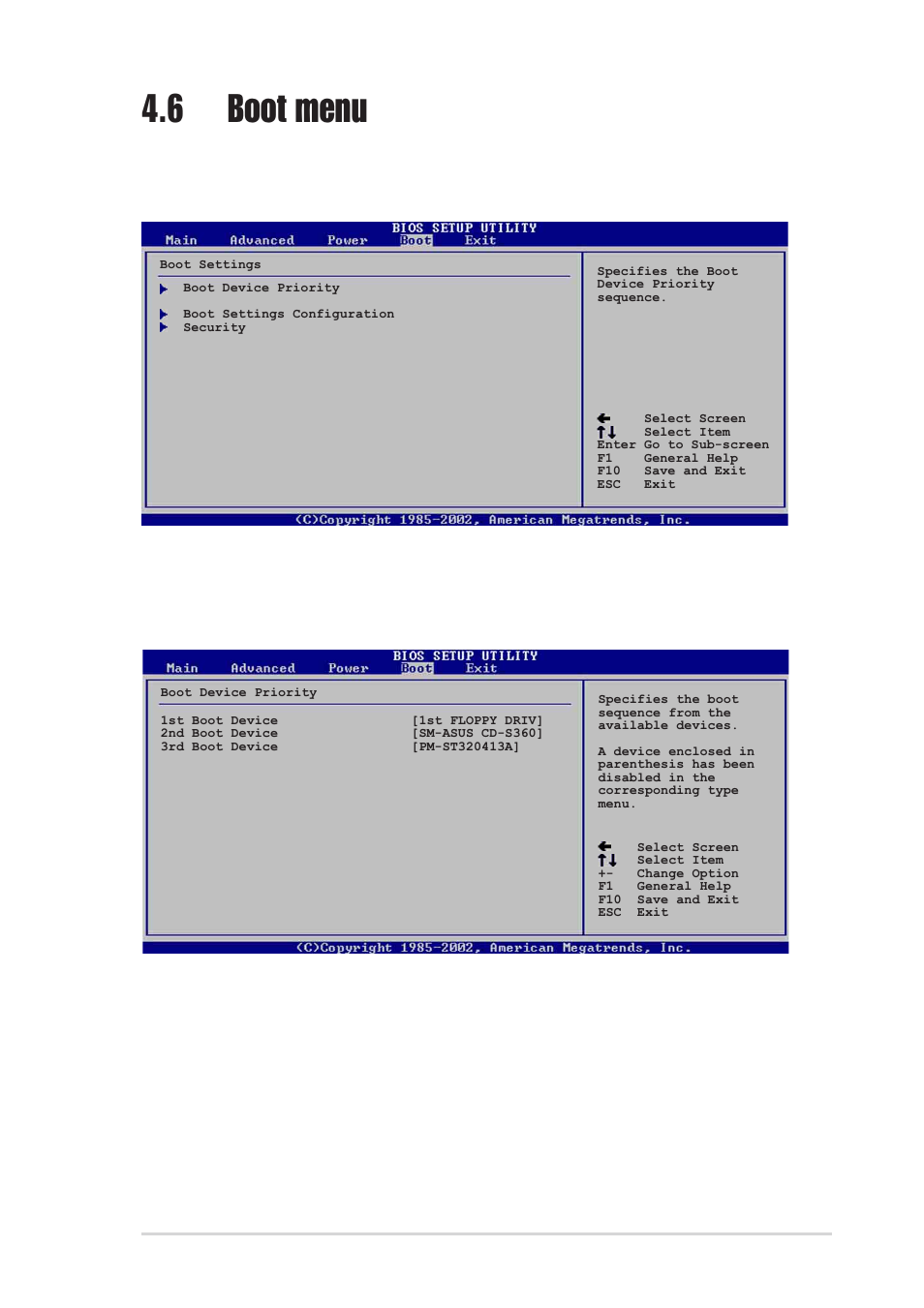 6 boot menu, 1 boot device priority, 1st ~ xxth boot device [1st floppy drive | Asus AW171 User Manual | Page 91 / 126