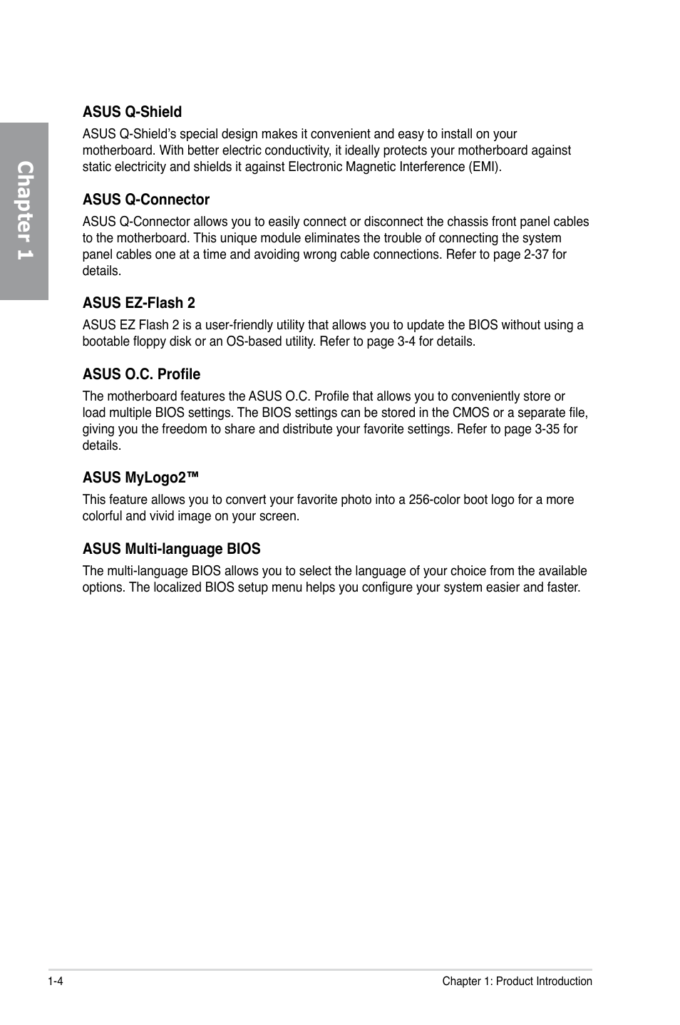 Chapter 1 | Asus Sabertooth X58 User Manual | Page 18 / 128