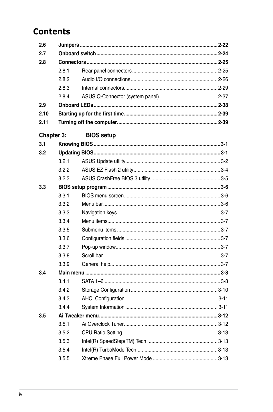 Asus Sabertooth X58 User Manual | Page 4 / 128