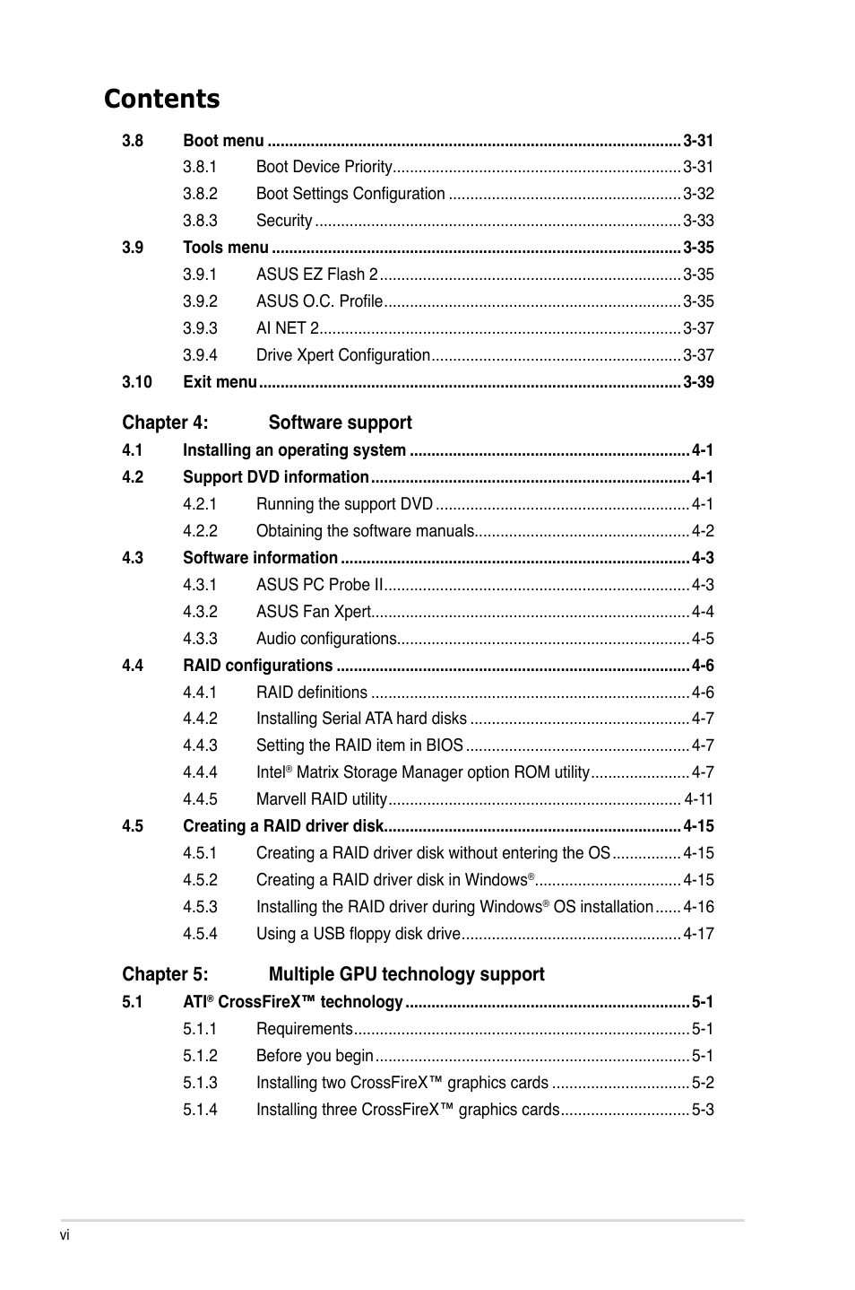 Asus Sabertooth X58 User Manual | Page 6 / 128