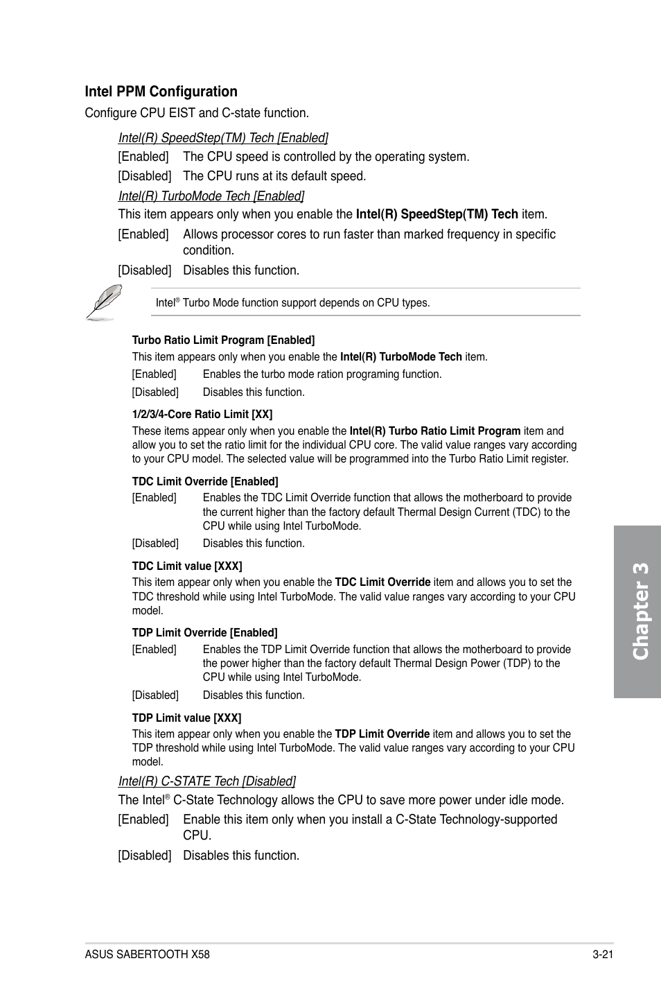 Chapter 3, Intel ppm configuration | Asus Sabertooth X58 User Manual | Page 79 / 128