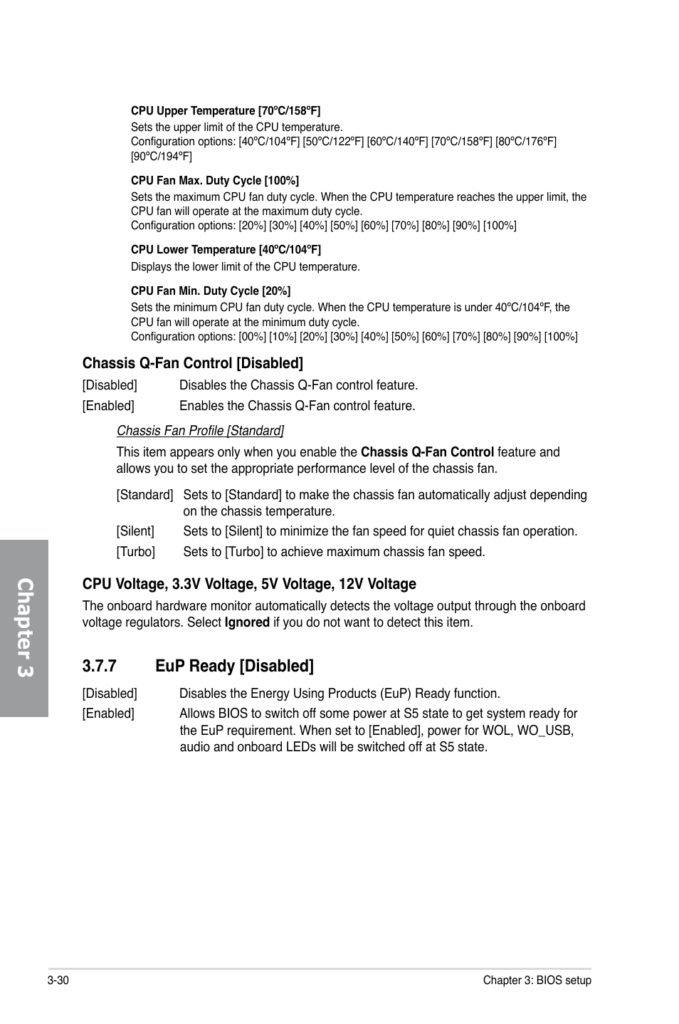 7 eup ready [disabled, Eup ready -30, Chapter 3 | Asus Sabertooth X58 User Manual | Page 88 / 128