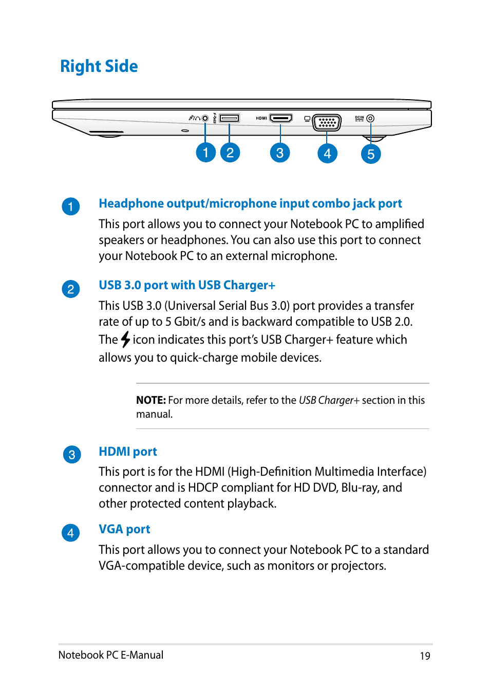 Right side | Asus PU301LA User Manual | Page 19 / 130