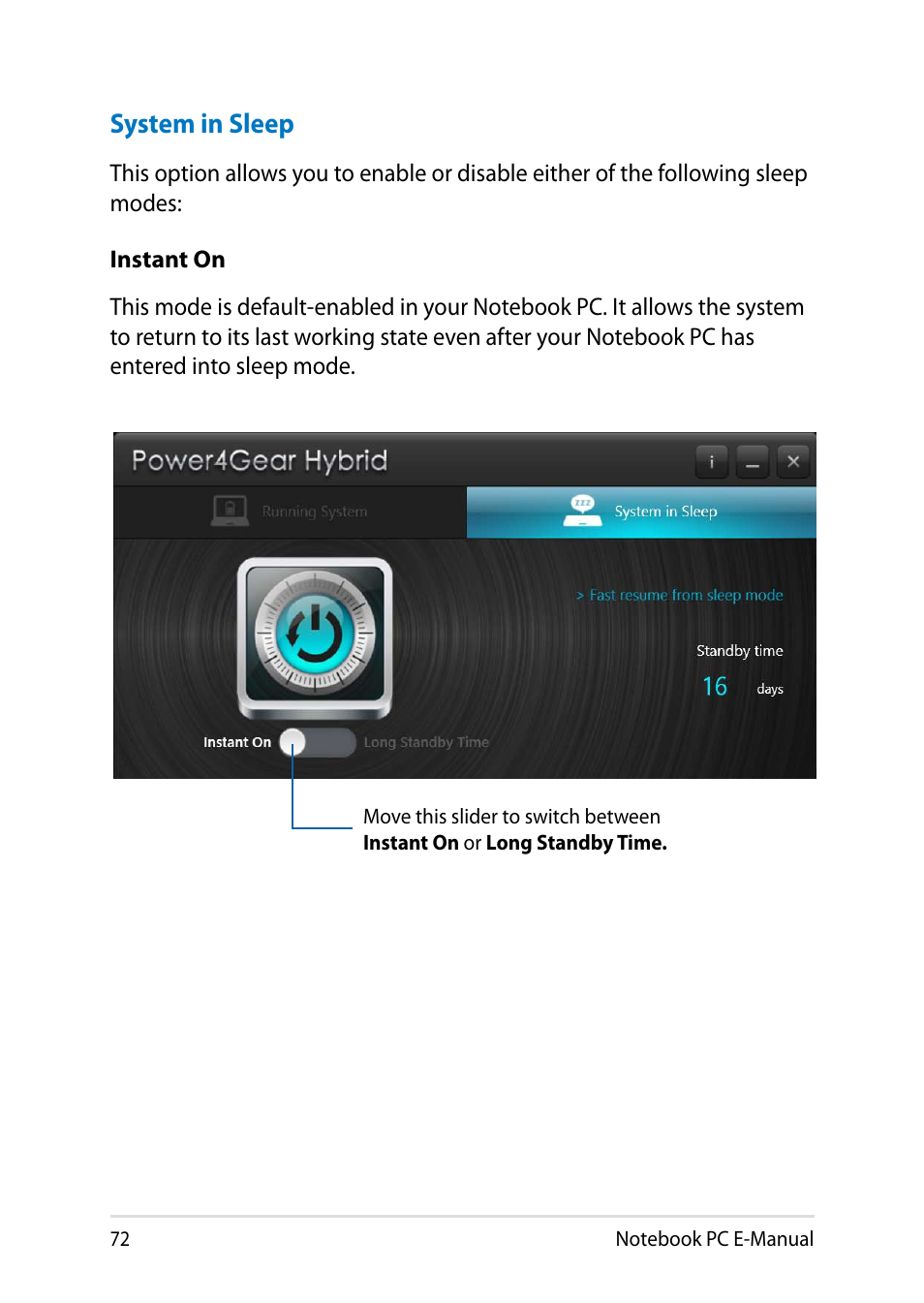 System in sleep | Asus PU301LA User Manual | Page 72 / 130