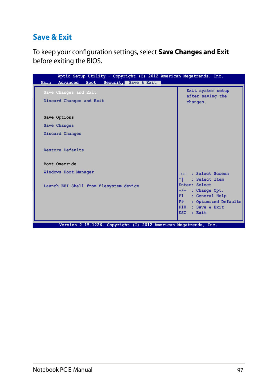Save & exit | Asus PU301LA User Manual | Page 97 / 130