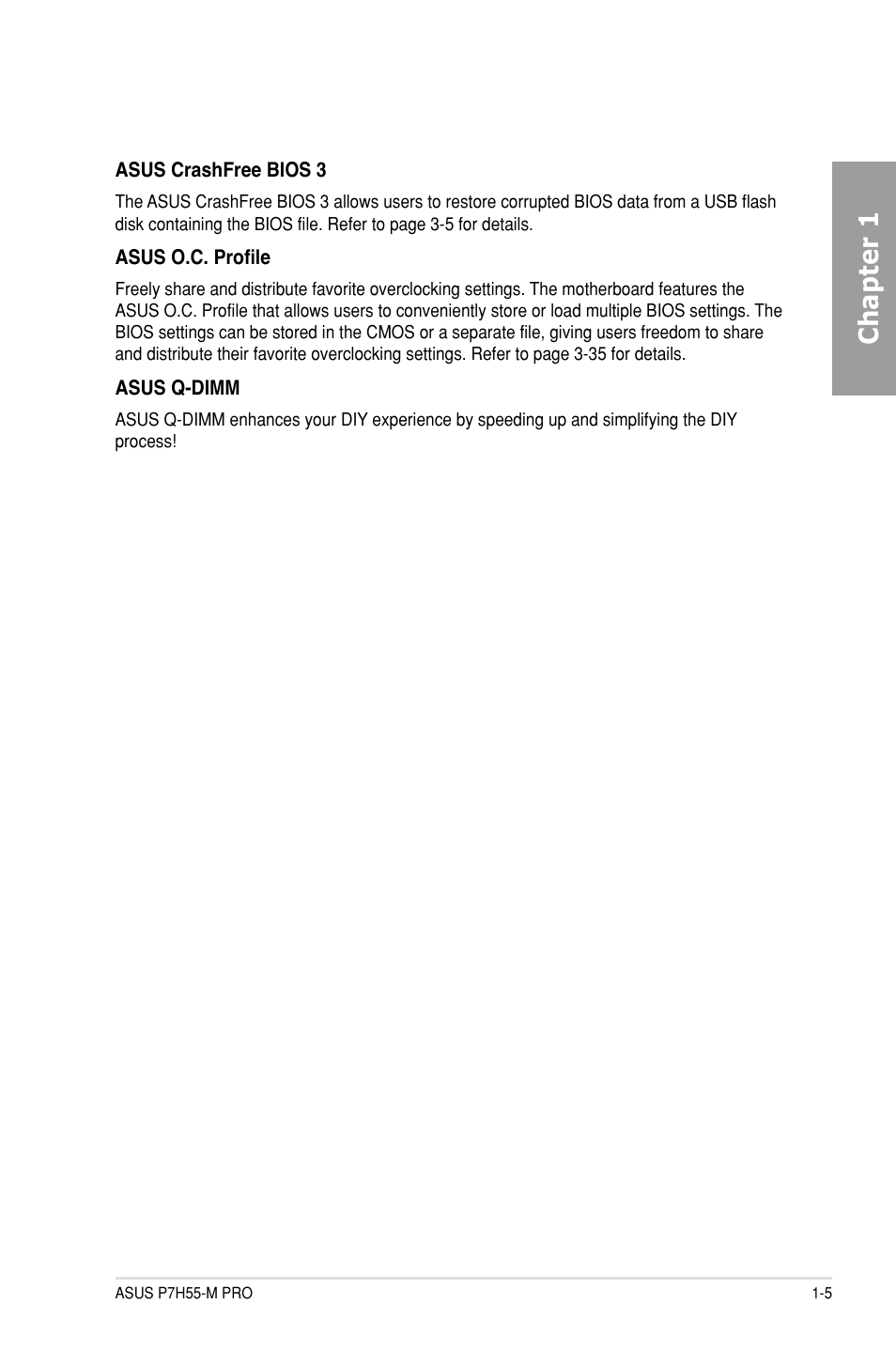 Chapter 1 | Asus P7H55-M PRO User Manual | Page 19 / 104