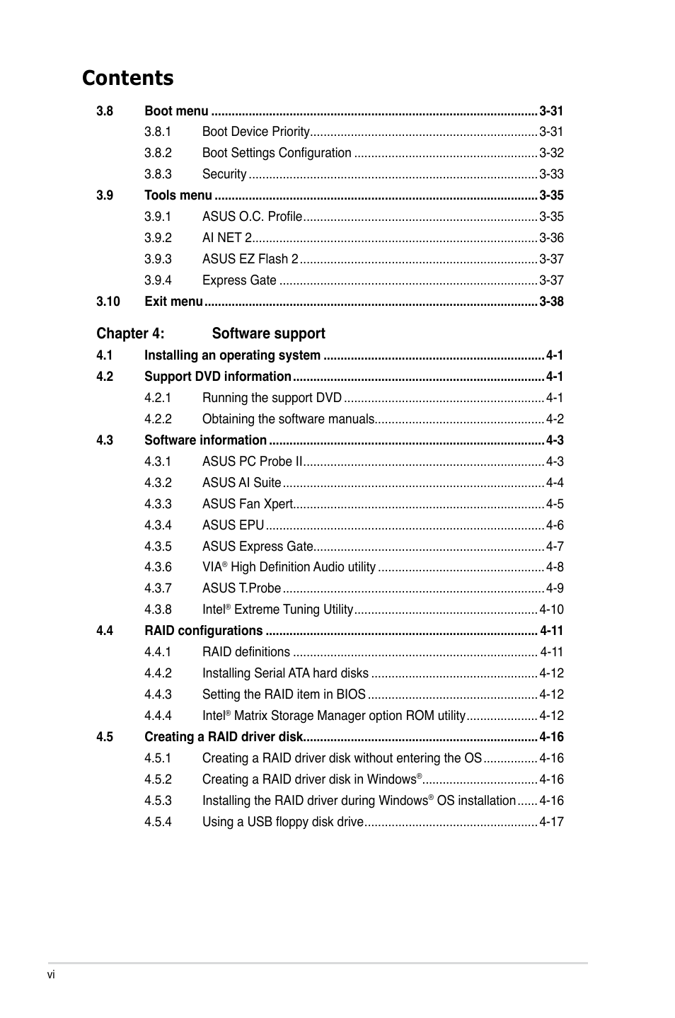 Asus P7P55D-E PRO User Manual | Page 6 / 124