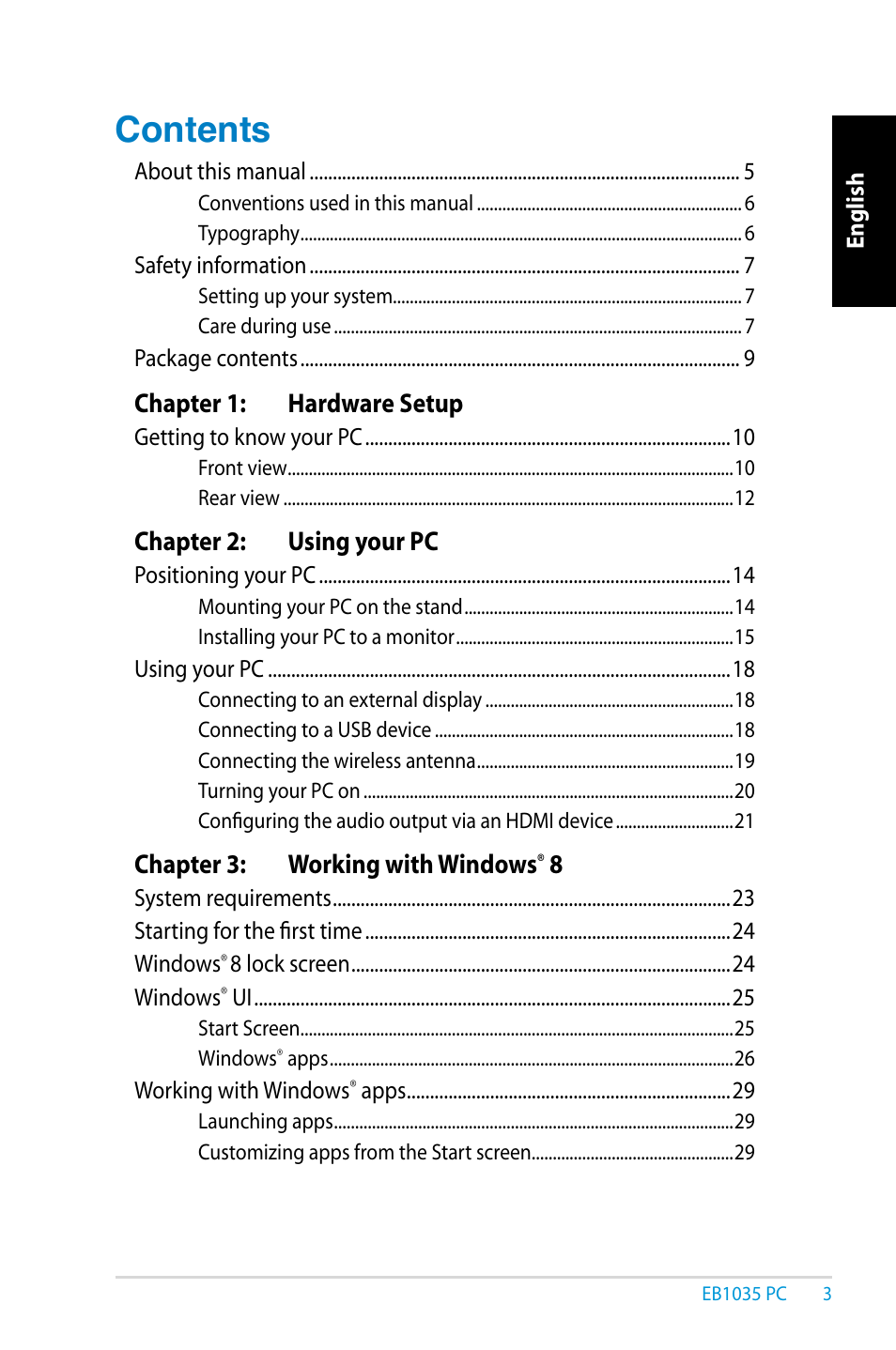 Asus EB1035 User Manual | Page 3 / 61