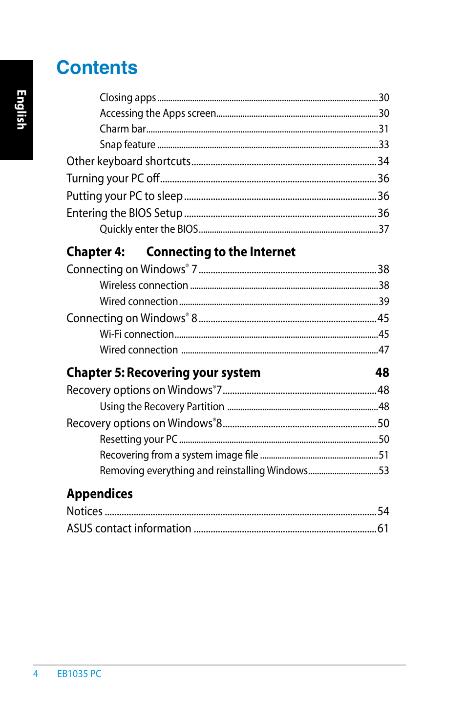 Asus EB1035 User Manual | Page 4 / 61
