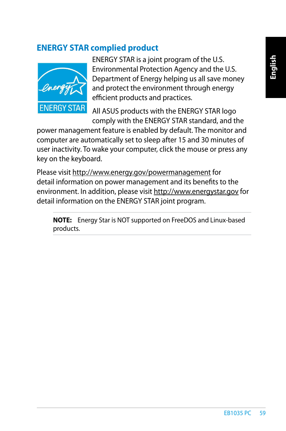 Energy star complied product | Asus EB1035 User Manual | Page 59 / 61