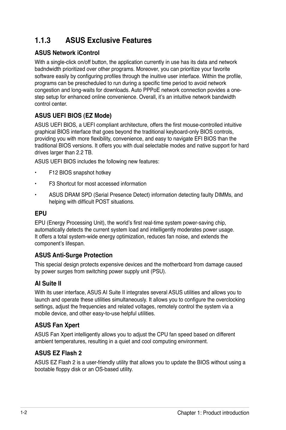 3 asus exclusive features, Asus exclusive features -2 | Asus A55M-A/USB3 User Manual | Page 14 / 78