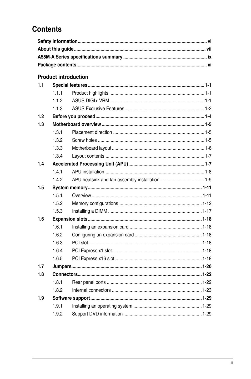Asus A55M-A/USB3 User Manual | Page 3 / 78