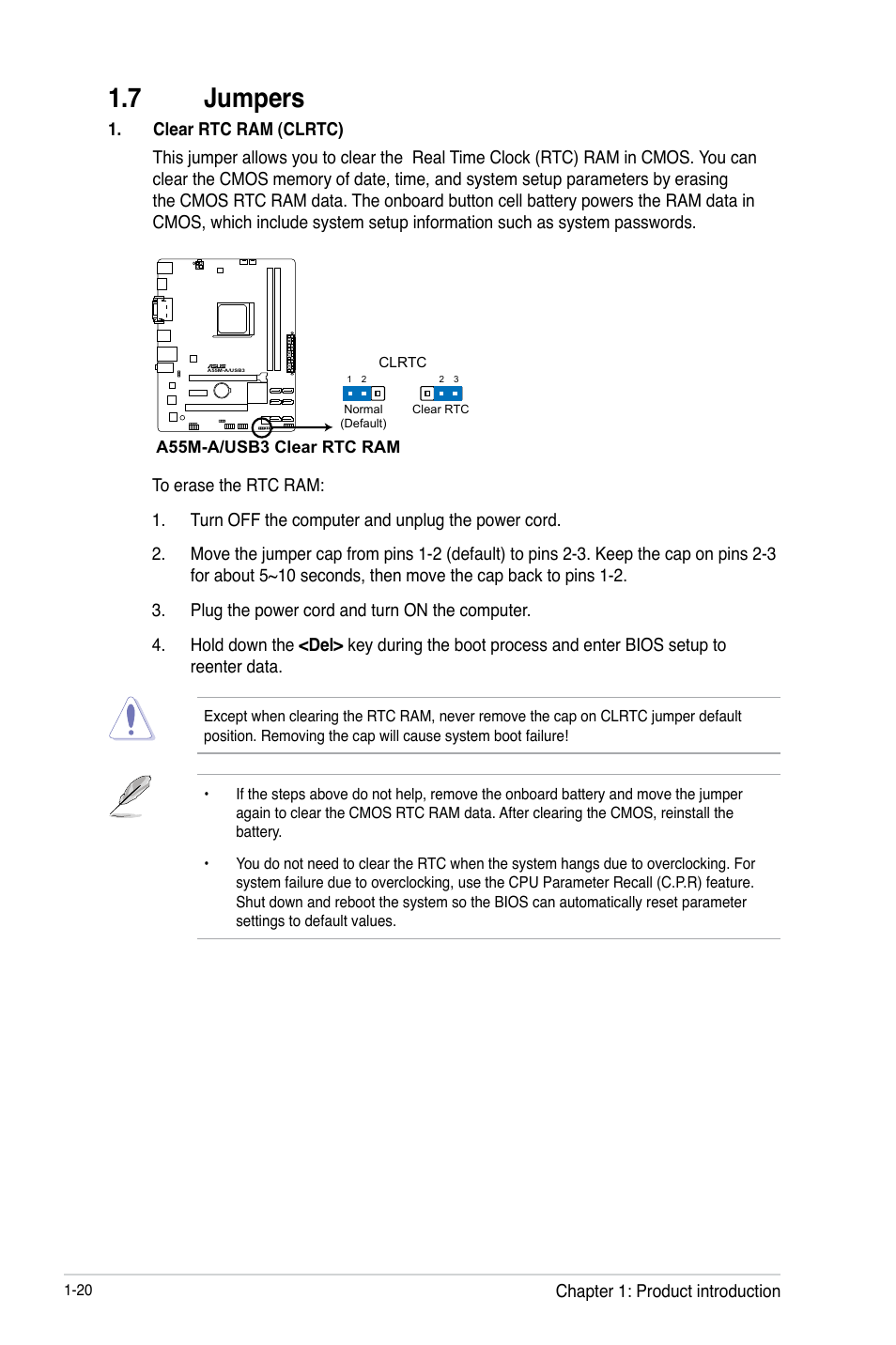 7 jumpers, 7 jumpers -20 | Asus A55M-A/USB3 User Manual | Page 32 / 78