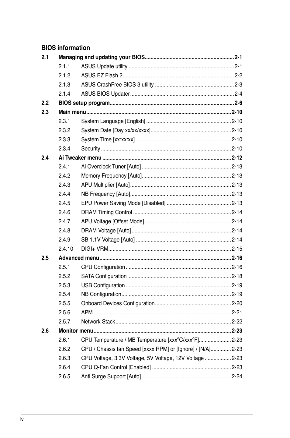 Asus A55M-A/USB3 User Manual | Page 4 / 78
